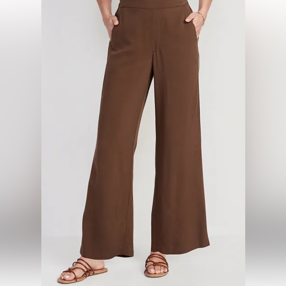 Old Navy Playa High Waisted Wide Leg Pull On Pants In Expresso Brown